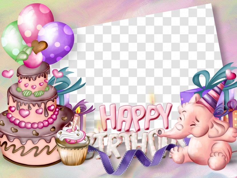Birthday Cake Picture Frame Greeting Card Clip Art - Frames Transparent PNG
