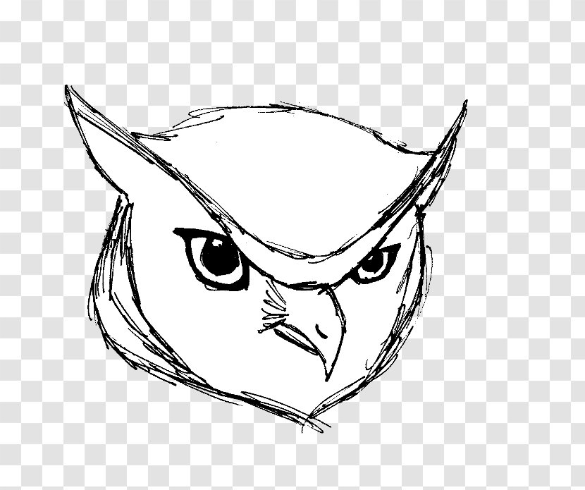 Owl Sketch Line Art Clip Dog - Black And White Transparent PNG