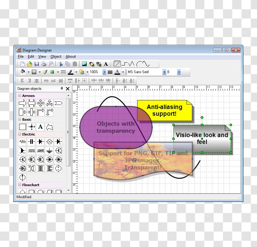 Diagram Delphi Drawing TMS Software - Cbuilder - Editing Transparent PNG
