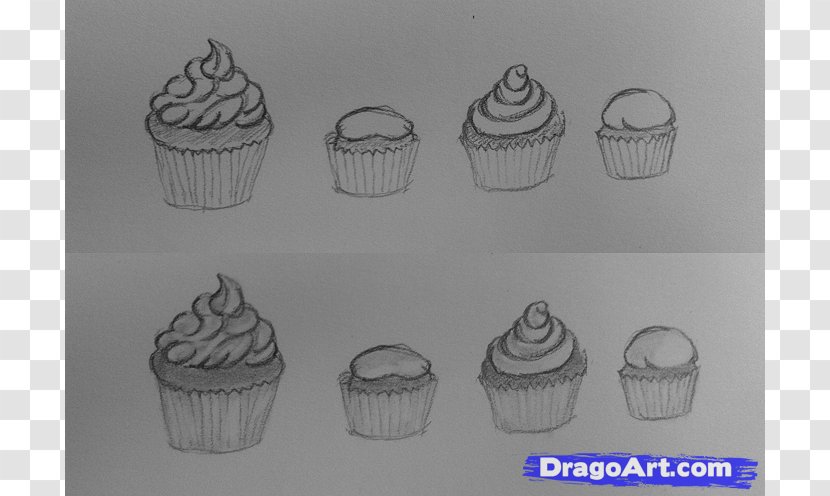 Cupcake Frosting & Icing Muffin Drawing Clip Art - Pencil - How To Draw A Transparent PNG