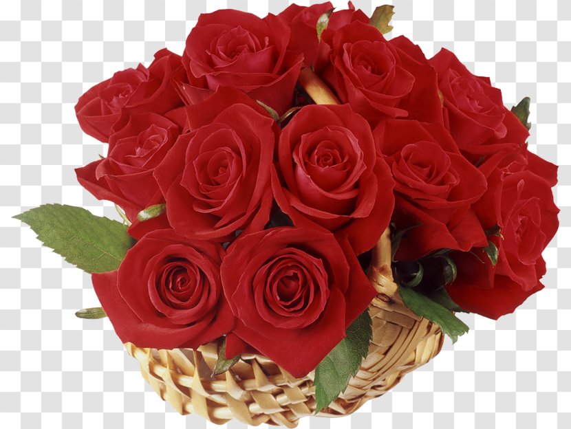 Rose Flower Bouquet Floristry Basket - Red Transparent PNG