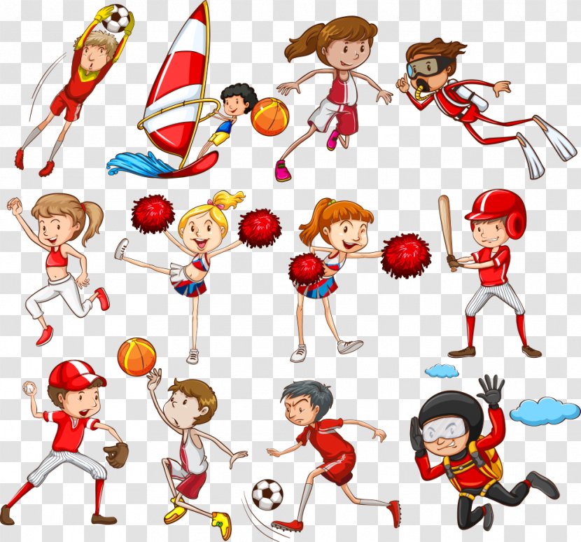 Sport Child Clip Art - Cartoon - Vector Cheerleaders Athletes Transparent PNG