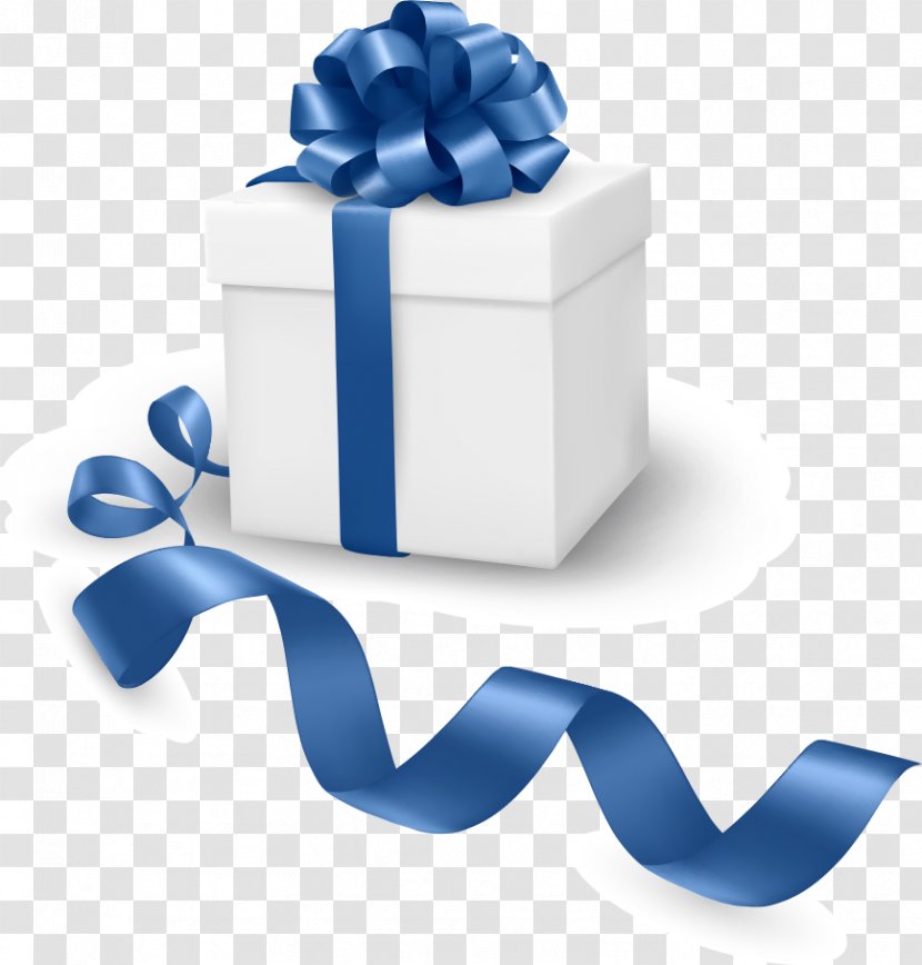 Ribbon Decorative Box Gift - Vector Blue Wrap Transparent PNG