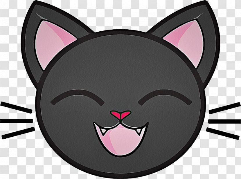 Cartoon Cat Face Whiskers Pink - Facial Expression - Nose Small To Mediumsized Cats Transparent PNG