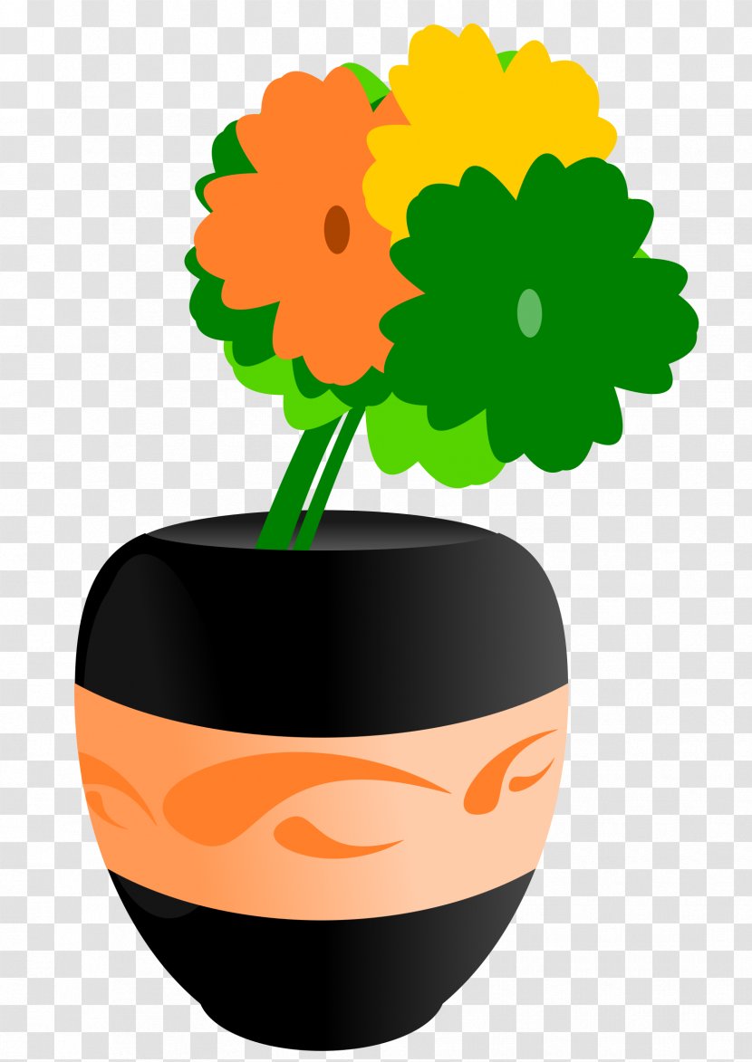 Vase Flower Clip Art - Orange - Lantana Cliparts Transparent PNG