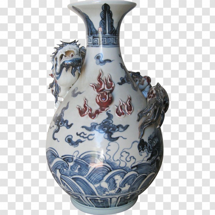 Vase Blue And White Pottery Ceramic Cobalt - Porcelain Transparent PNG