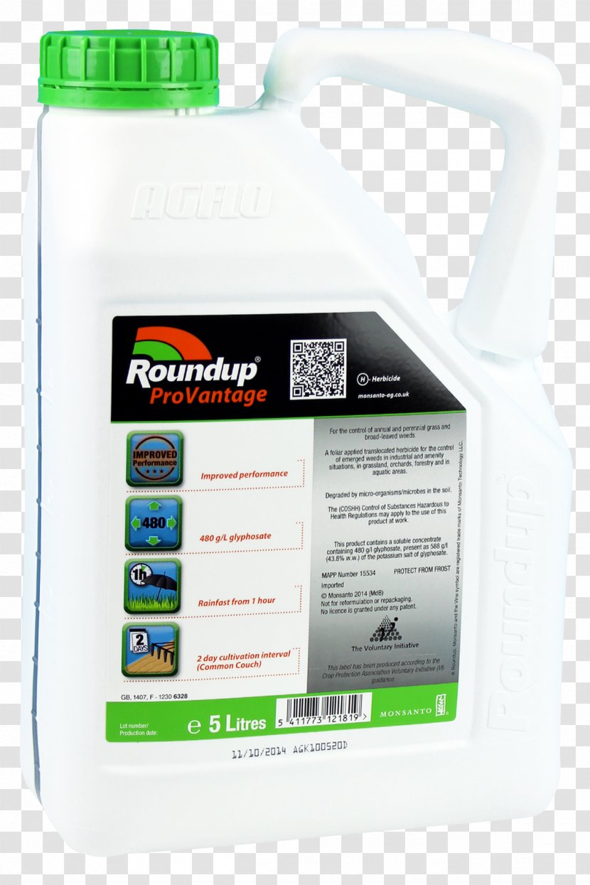 Herbicide Roundup ProActive 360 5L 5 Litres ProVantage 480 Weed Killer Glyphosate - Monsanto - Safe Transparent PNG