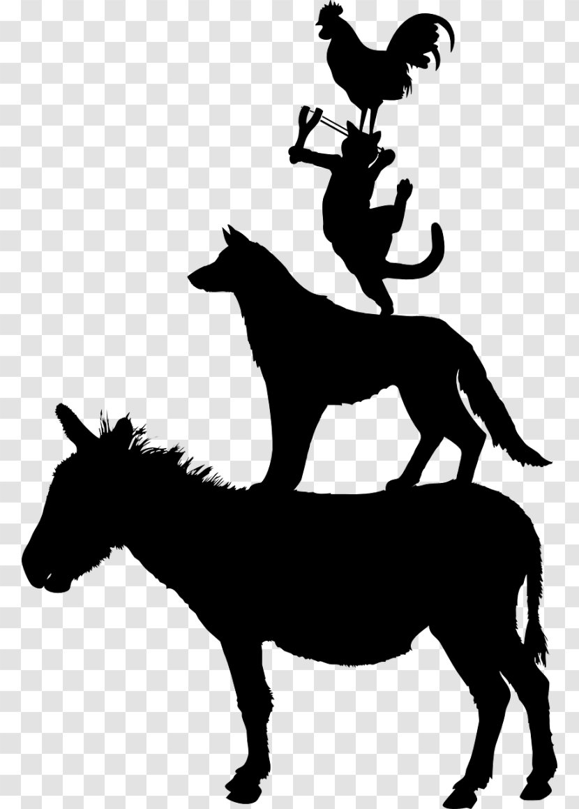 Town Musicians Of Bremen Clip Art - Brothers Grimm - Animal Silhouettes Transparent PNG