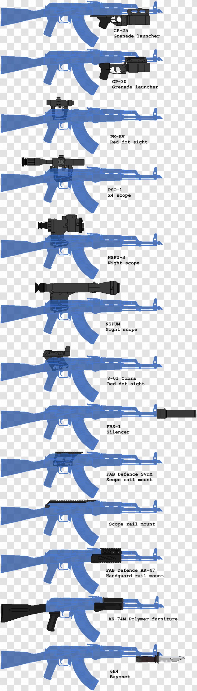 AKM GP-25 AK-47 PBS-1 Silencer COBARA - Akm - Ak 47 Transparent PNG