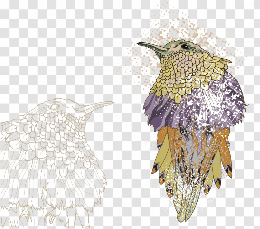 Paper Painting Gongbi - Feather - Fried Hair Of The Oriole Vector Material Transparent PNG