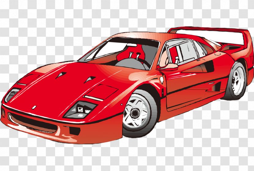 Sports Car Ferrari Clip Art - Luxury Vehicle - Cartoon Painted Red Fashion Transparent PNG