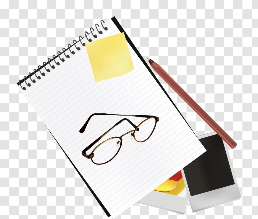 Drawing Pencil - Yellow - Hand Drawn Books Pattern Glasses Transparent PNG