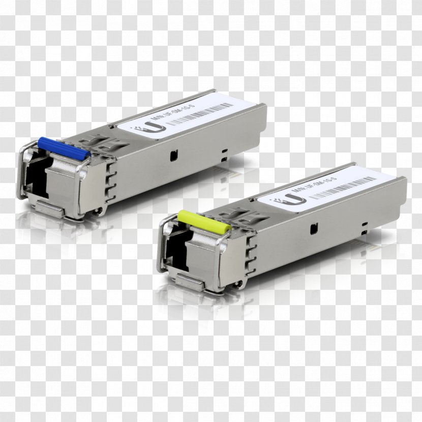 Single-mode Optical Fiber Small Form-factor Pluggable Transceiver Ubiquiti U Single-Mode Gigabit Ethernet Networks - Connector - Media Converter Transparent PNG