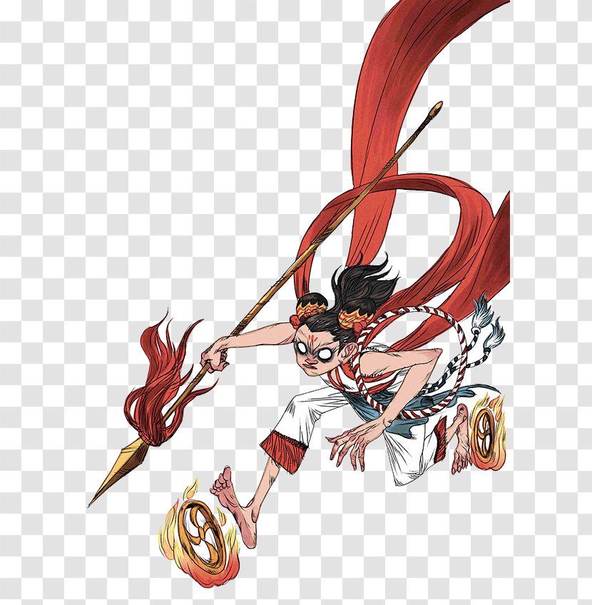 Journey To The West Xuanzang Pigsy Sun Wukong Nezha - Silhouette - Red Boy Transparent PNG