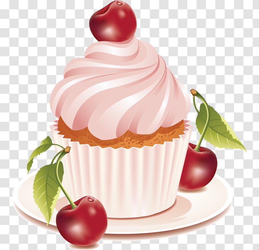 Birthday Cake Cupcake Frosting & Icing Muffin Cherry - Chocolate Transparent PNG
