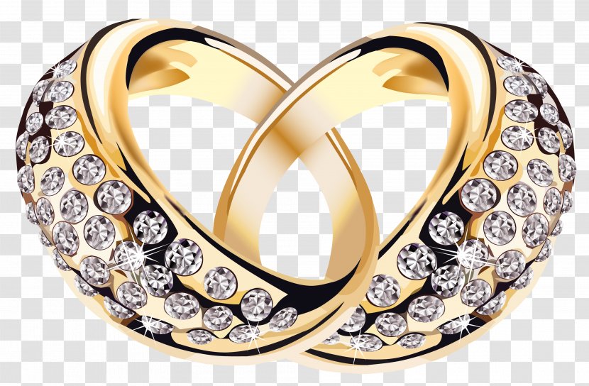 Jewellery Ring Necklace - Wedding Ceremony Supply - Gold Rings With Diamonds Clipart Picture Transparent PNG