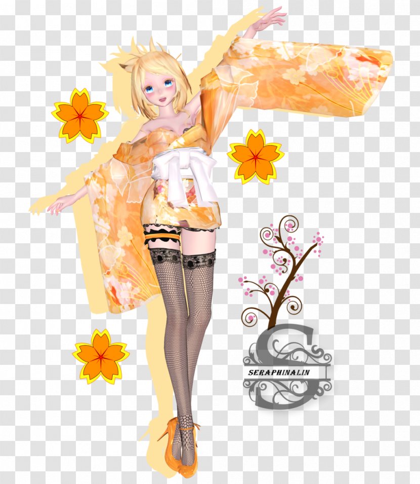 Kagamine Rin/Len Costume Kimono Art MikuMikuDance - Flower - Torii Gate Transparent PNG