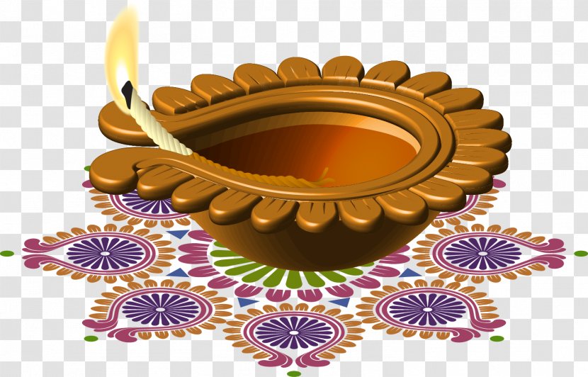 Light Diwali Candle Clip Art - Oil Lamp - Hand-painted Painting Pattern With A Copper Transparent PNG