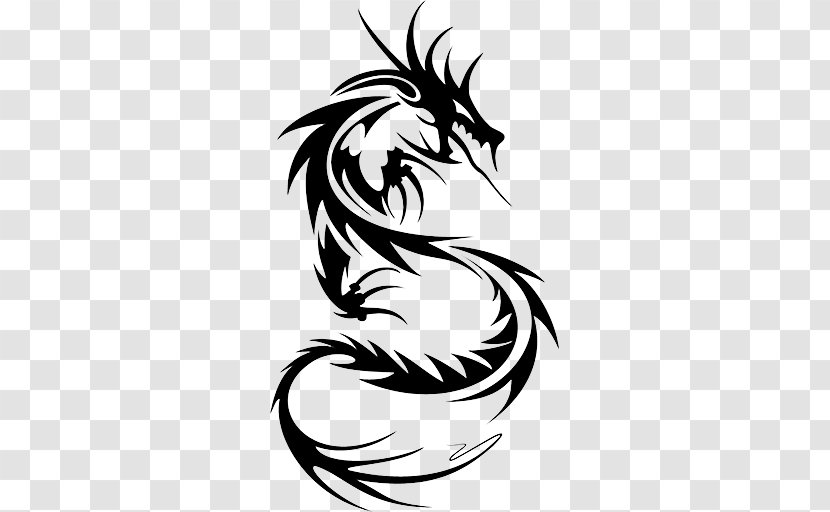 Chinese Dragon Tattoo Japanese Clip Art - Black Transparent PNG