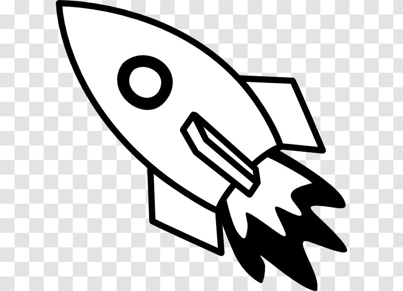 Rocket Spacecraft Black And White Clip Art - Missile - Spaceship Vector Transparent PNG
