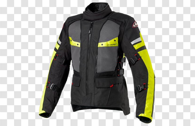 Jacket Coat Clothing Outerwear Motorcycle - Zipper - Clover Transparent PNG