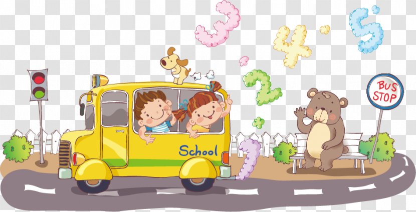 Bus Cartoon Illustration - Play - Creative Children's Transparent PNG