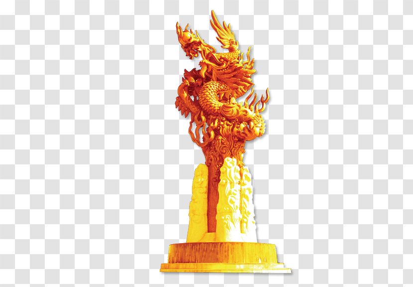 China Download - Sculpture - Golden Dragon Statue Transparent PNG