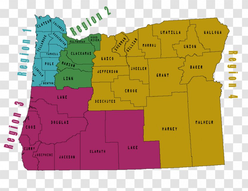 Map U.S. County Region Business Oregon - Wine - HUD Regions Transparent PNG