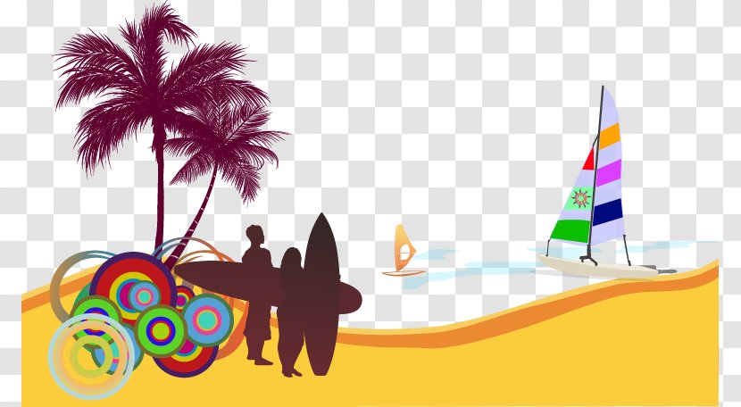 Wedding Invitation Beach Party Convite Surfing - Addio Al Celibato - Cartoon Summer Palm Transparent PNG