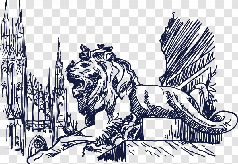Milan Drawing Sketch - Architecture - Lion Vector Transparent PNG