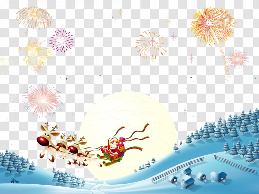 Mid-Autumn Festival Cartoon - Typography - Creative Santa Claus Christmas Fireworks Transparent PNG