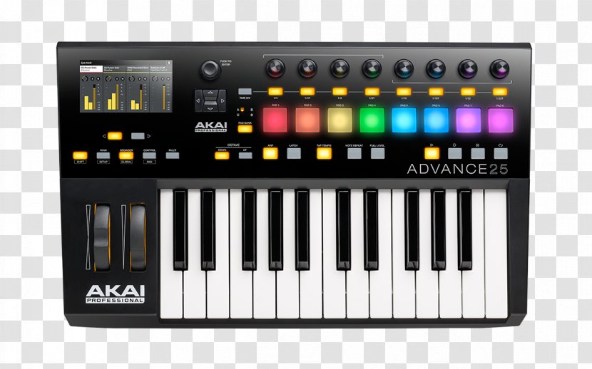 Computer Keyboard Akai ADVANCE 25 MIDI Controllers Advance 61 - Watercolor - Musical Instruments Transparent PNG