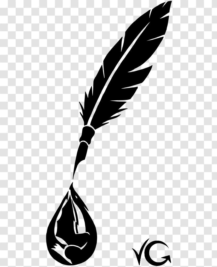 Feather Beak White Line Clip Art - Bird - Ink Dragon Transparent PNG