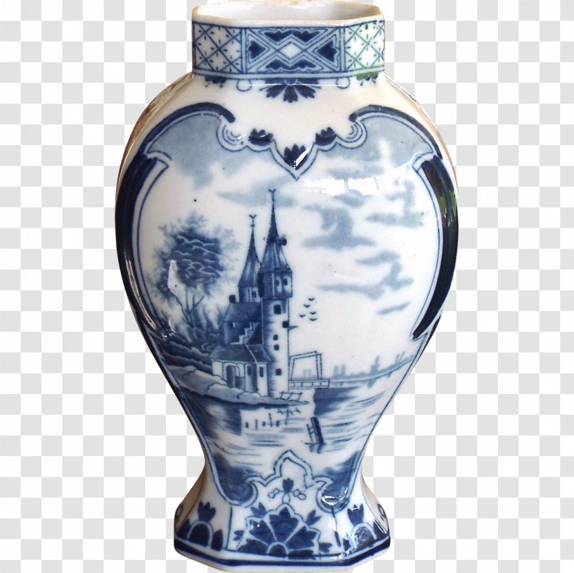 Delftware Vase Blue And White Pottery Ceramic - Artifact Transparent PNG