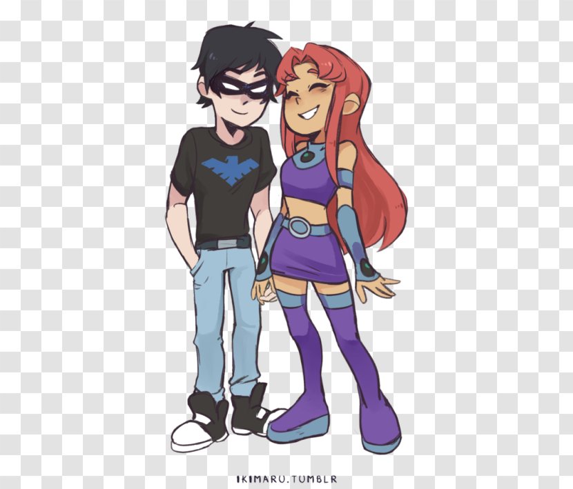 Starfire Robin Dick Grayson Nightwing Teen Titans - Watercolor Transparent PNG