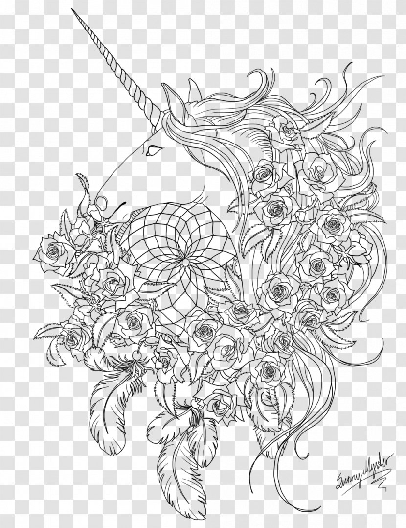 Horse Line Art Visual Arts Sketch - Drawing - Unicorn Dream Catcher Transparent PNG