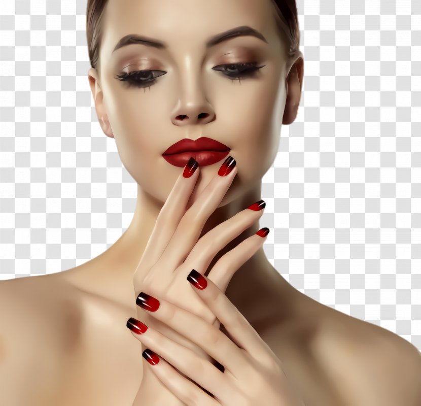 Face Lip Skin Beauty Chin - Red - Cheek Nail Transparent PNG