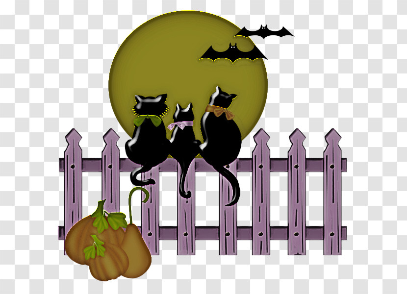 Cat Black Cat Cartoon Fence Royalty-free Transparent PNG