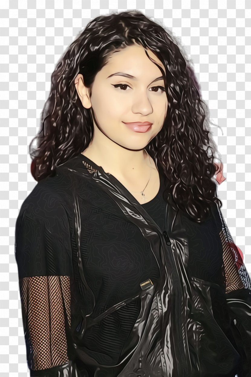 Alessia Cara Long Hair Celebrity Musician - Black - Step Cutting Lace Wig Transparent PNG