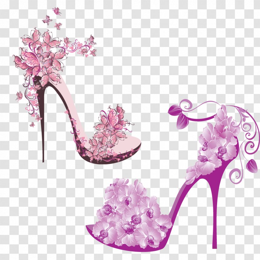 High-heeled Footwear Tattoo Shoe Stiletto Heel - Petal - Imaginatively Decorated High Heels Transparent PNG