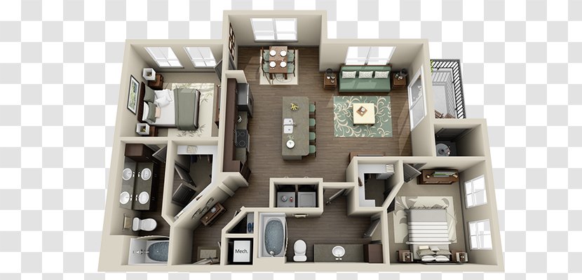 3D Floor Plan Apartment House Transparent PNG