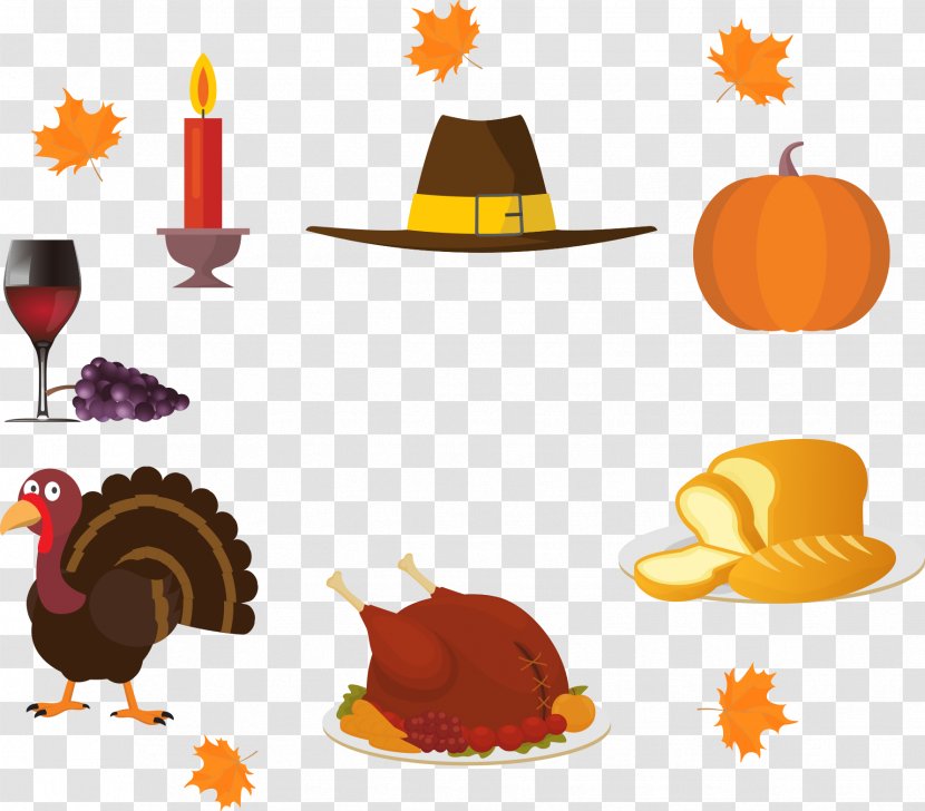 Turkey Barbecue Chicken Thanksgiving Clip Art - Orange - Cartoon And Candle Transparent PNG