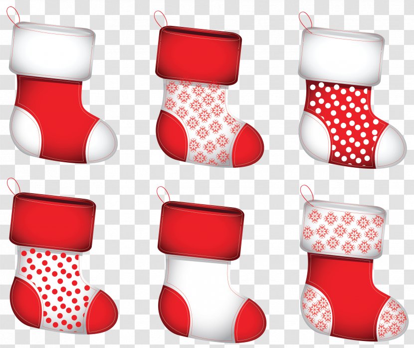 Christmas Stocking Clip Art - Red - Transparent Stokings Collection Clipart Transparent PNG
