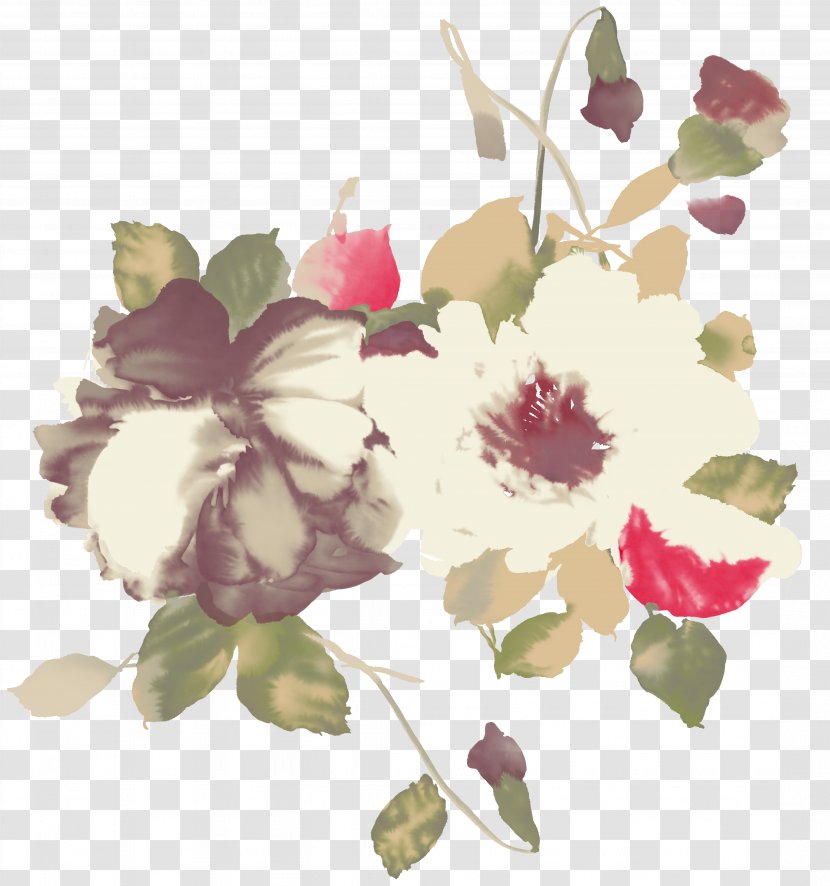 Watercolor Painting Flower - Branch Transparent PNG
