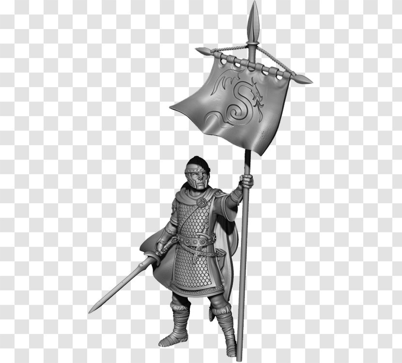 Knight Character Weapon Spear Armour - Black And White Transparent PNG