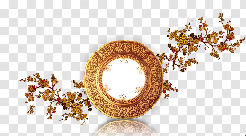 Poster Chinoiserie - Food Festival - Golden Mirror Plum Transparent PNG