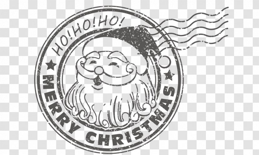 Santa Claus Christmas - Monochrome - Postmark Vector Material Transparent PNG