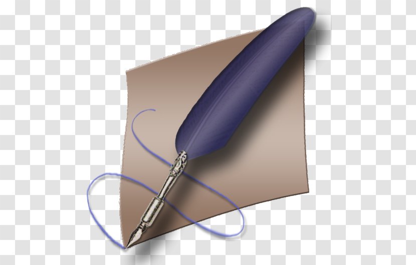 Pens - Purple - Feather Pen And Parchment Paper Transparent PNG