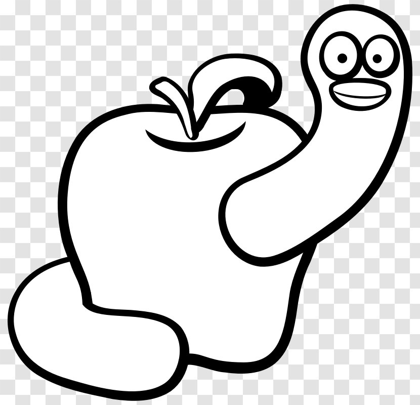 Coloring Book Black And White Image Illustration - Heart - Earth Worm Transparent PNG