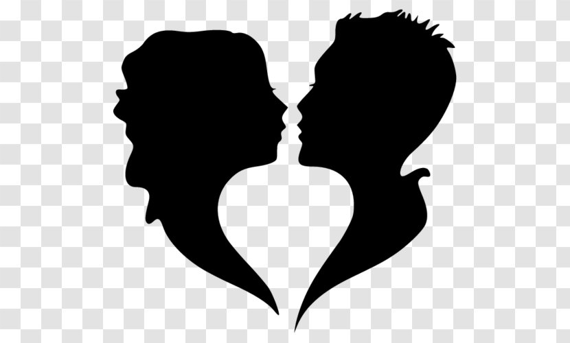 Love Silhouette Black-and-white Heart Romance - Kiss Neck Transparent PNG